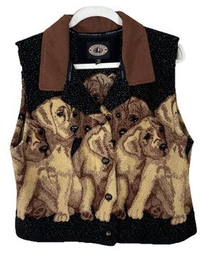 County Clothing Company Puppy Vest Women’s Size XL Black & Brown Vintage